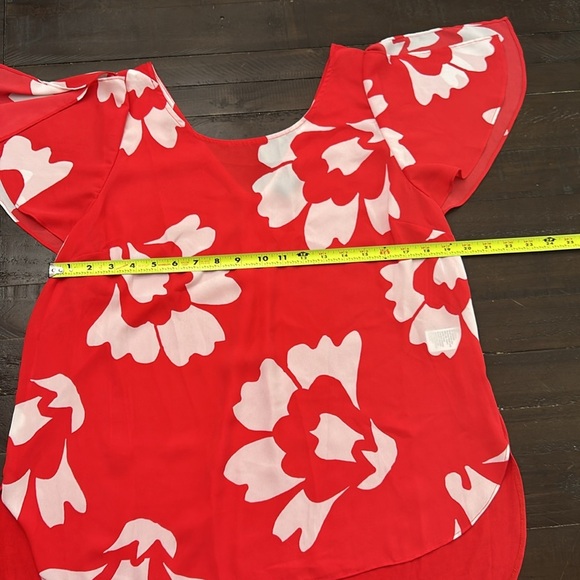 Kaari Blue floral mixed media XL split sleeve blouse - Picture 7 of 8